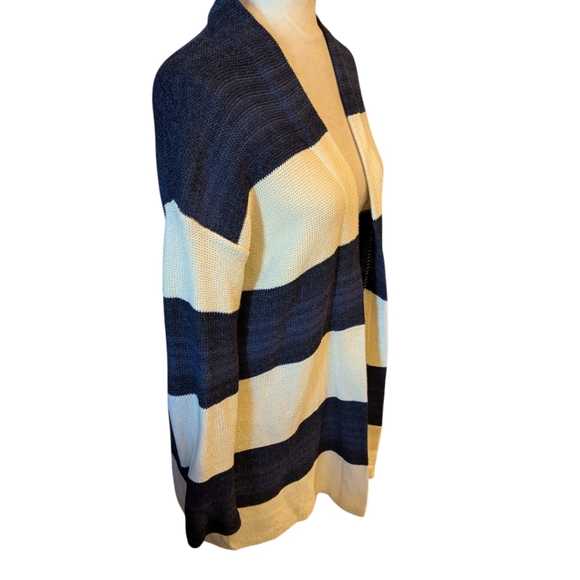 Lauren Ralph Lauren Striped Linen Cotton Cardigan Navy Cream Preppy XS - Picture 4 of 8